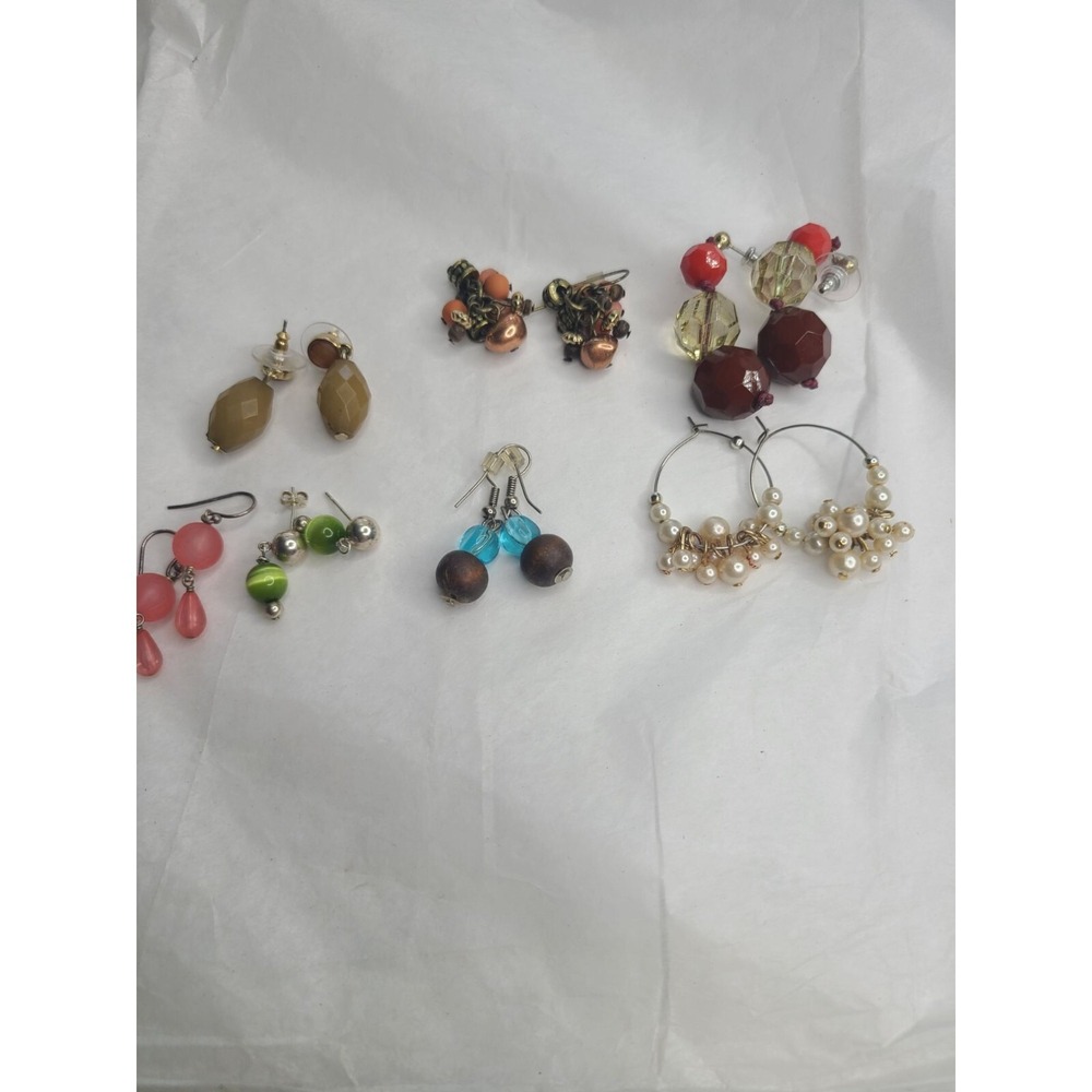Vintage Assorted Beaded Earrings Lot Of 7 Pairs